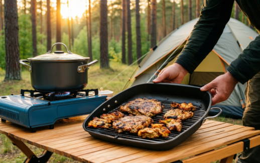camping cookware set 11 — illustrative AI-generated lifestyle image