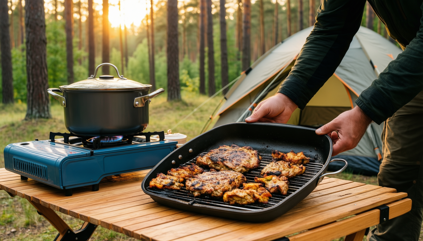 camping cookware set 11 — illustrative AI-generated lifestyle image
