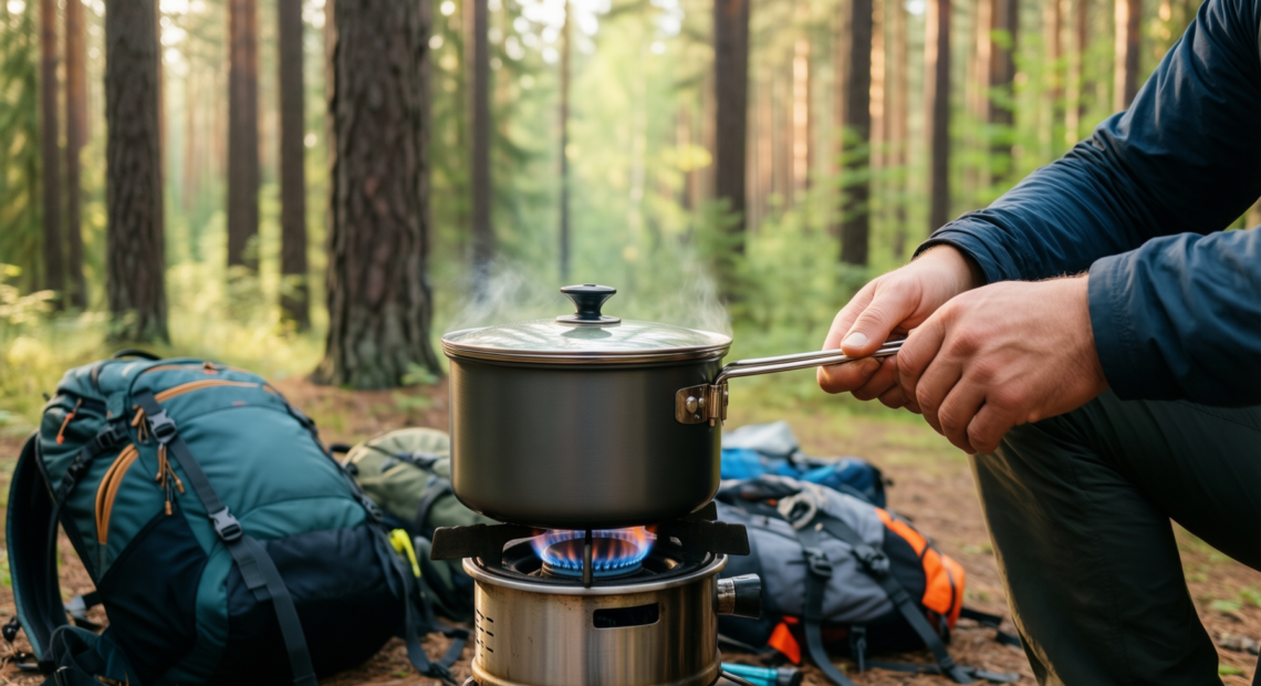 camping cookware set for 2 3 — illustrative AI-generated lifestyle image