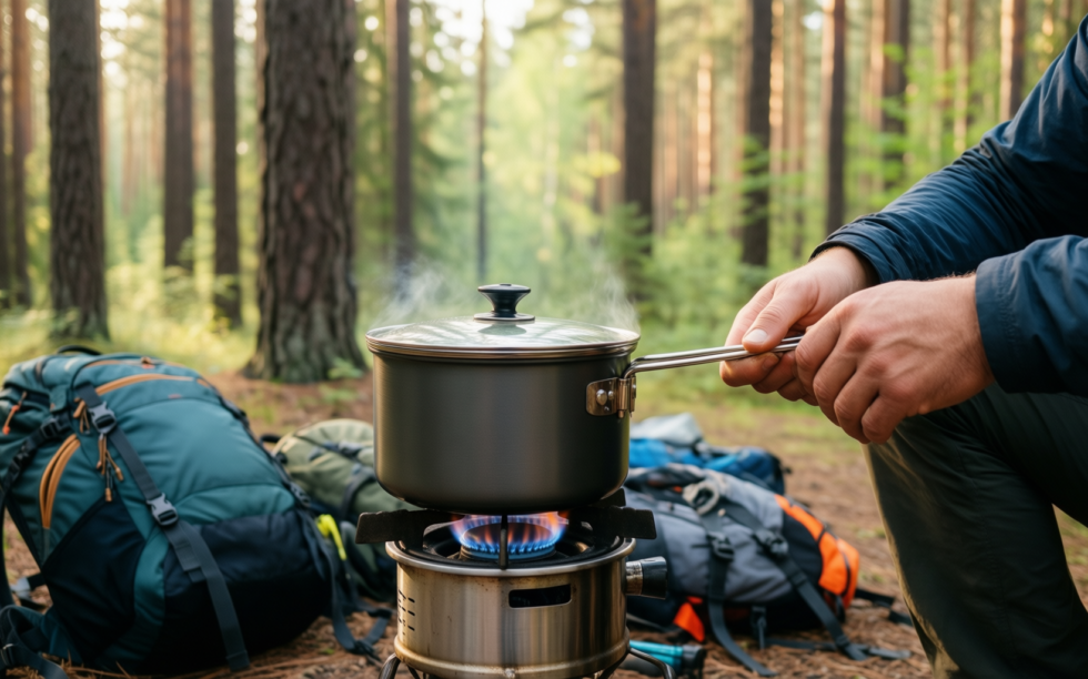 camping cookware set for 2 3 — illustrative AI-generated lifestyle image