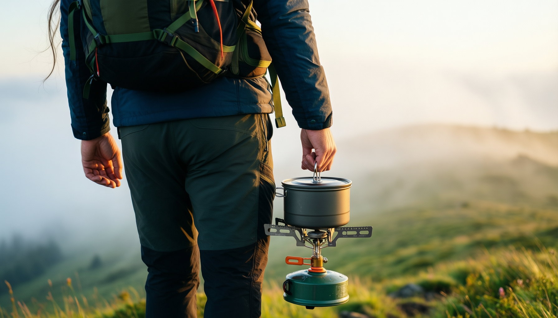 campingaz chef folding double burner stove — illustrative AI-generated lifestyle image