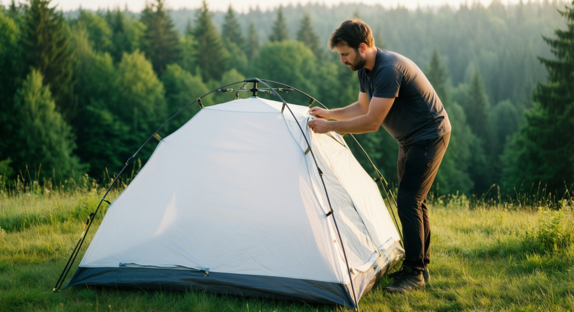 coleman pop up tent review — illustrative AI-generated lifestyle image