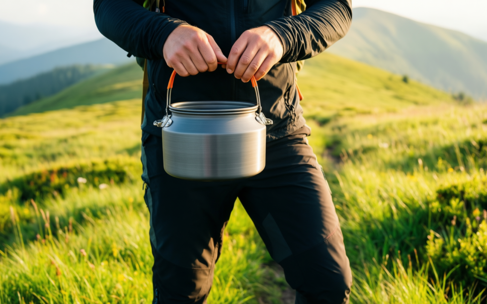 collapsible cooking pot — illustrative AI-generated lifestyle image