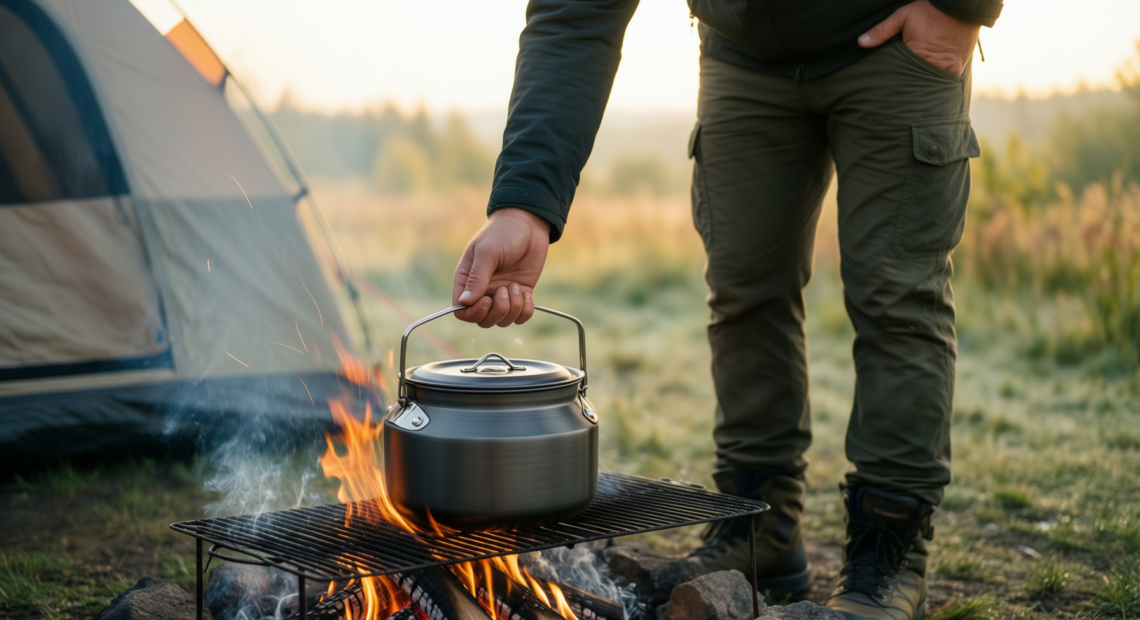 maxi titanium pot camping — illustrative AI-generated lifestyle image
