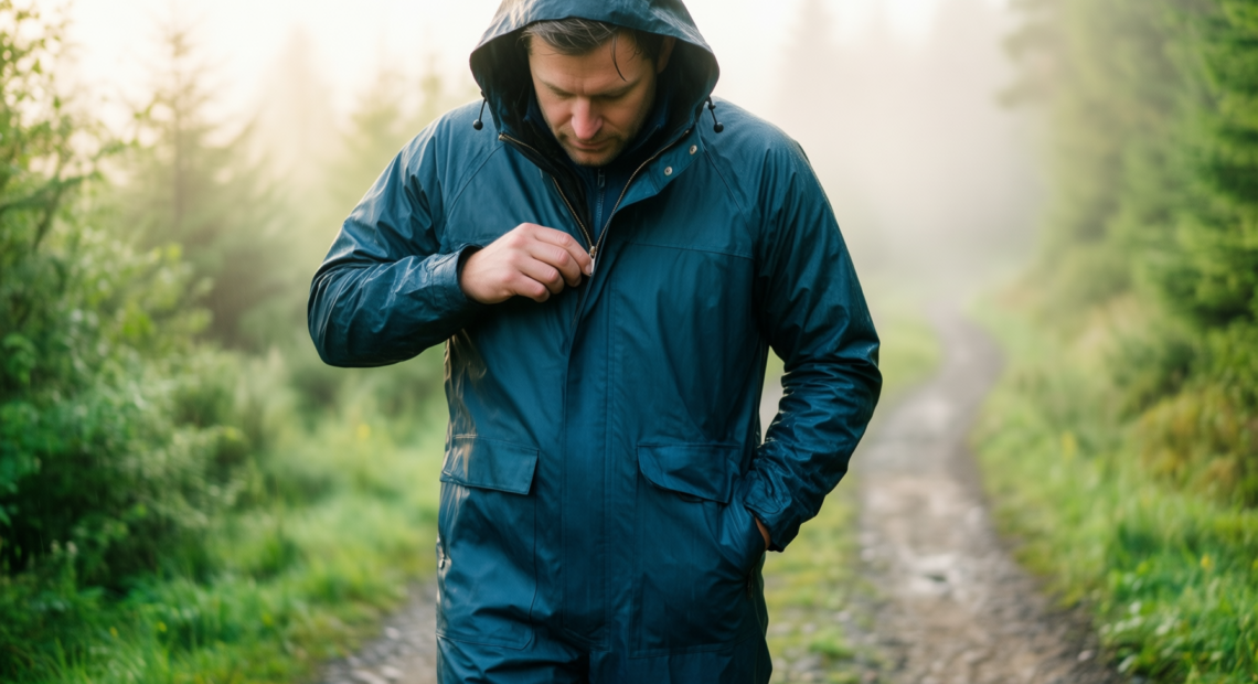 men s waterproof rain suit uk — illustrative AI-generated lifestyle image