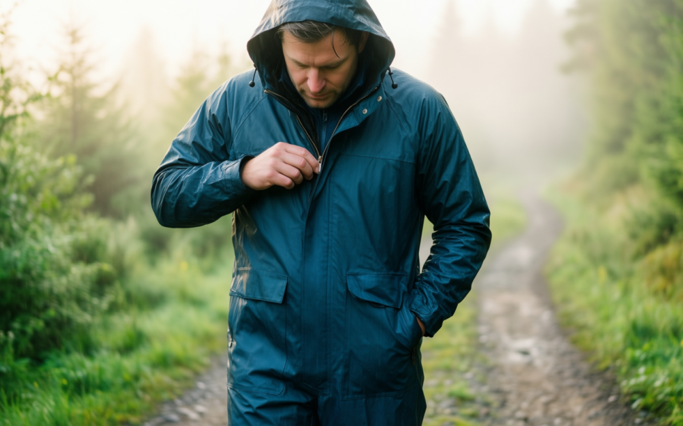 men s waterproof rain suit uk — illustrative AI-generated lifestyle image