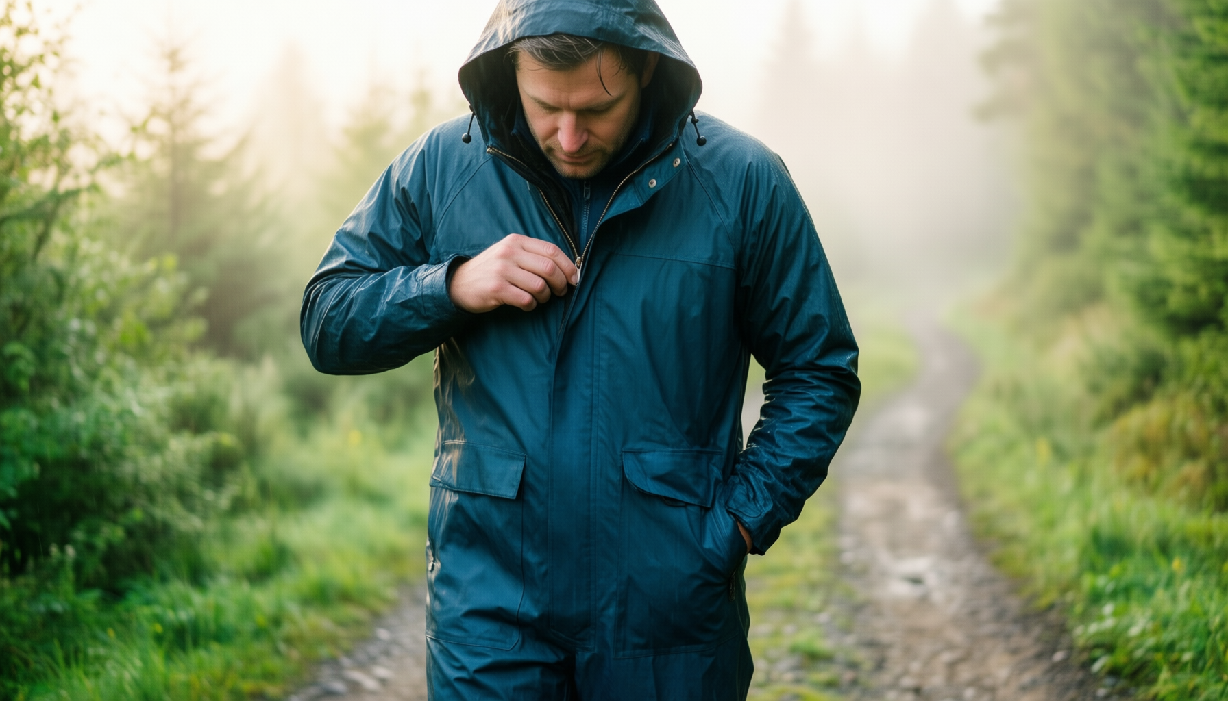 men s waterproof rain suit uk — illustrative AI-generated lifestyle image