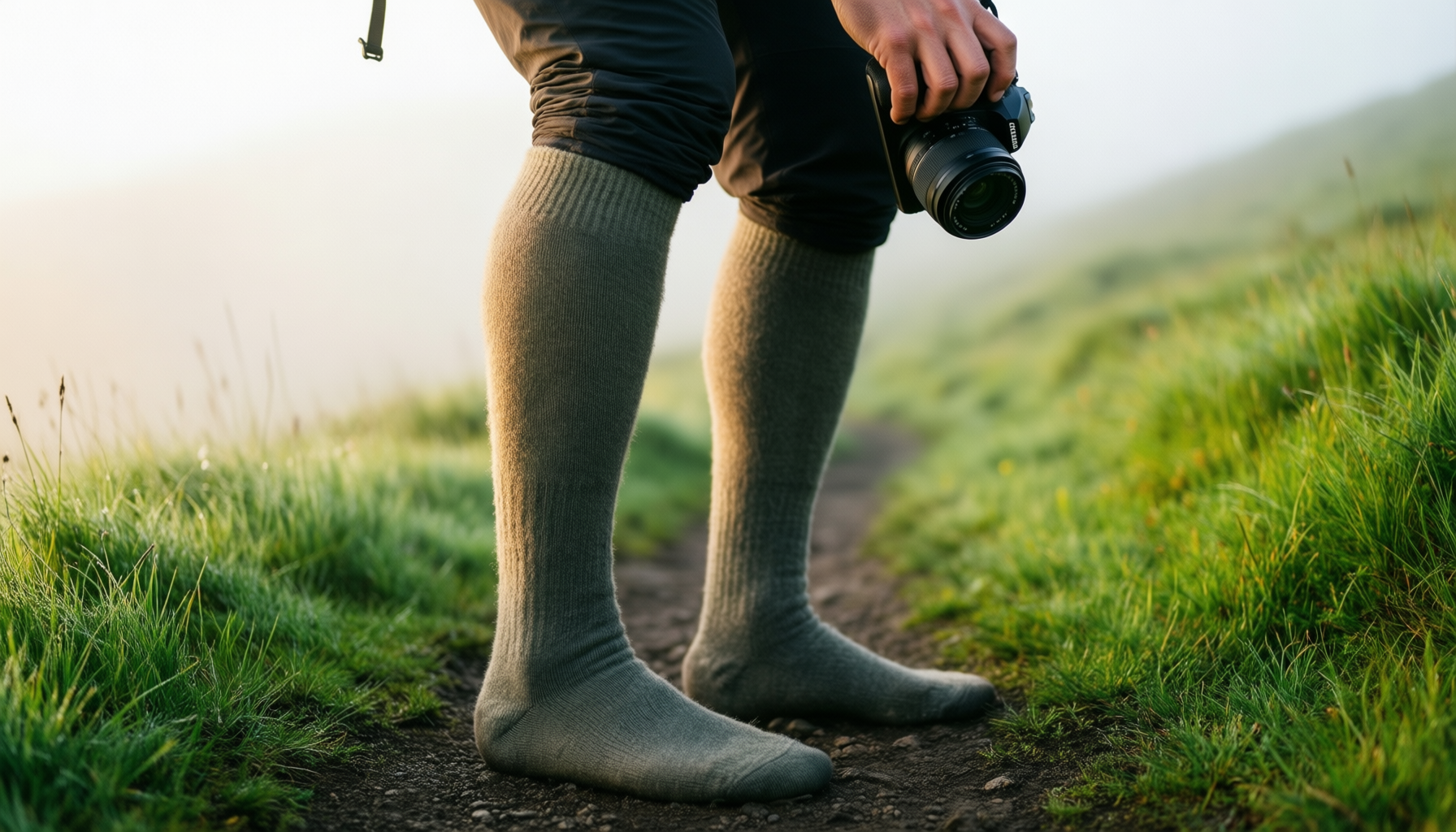 niorasen merino wool hiking socks — illustrative AI-generated lifestyle image