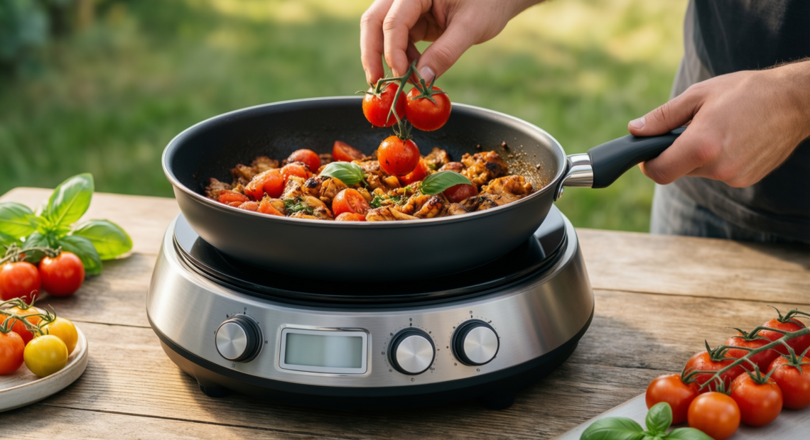 nonstick saucepan with lid — illustrative AI-generated lifestyle image