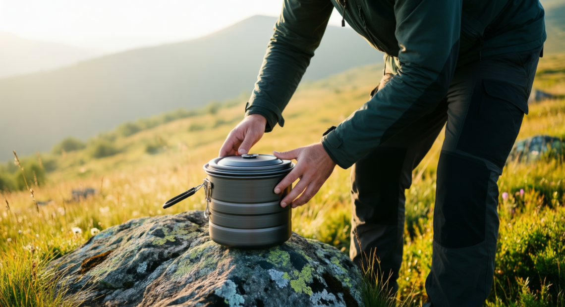 portable camping cooking set uk — illustrative AI-generated lifestyle image