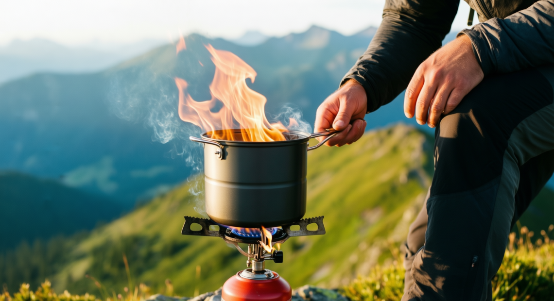 portable camping stove propane — illustrative AI-generated lifestyle image