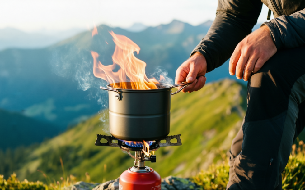 portable camping stove propane — illustrative AI-generated lifestyle image