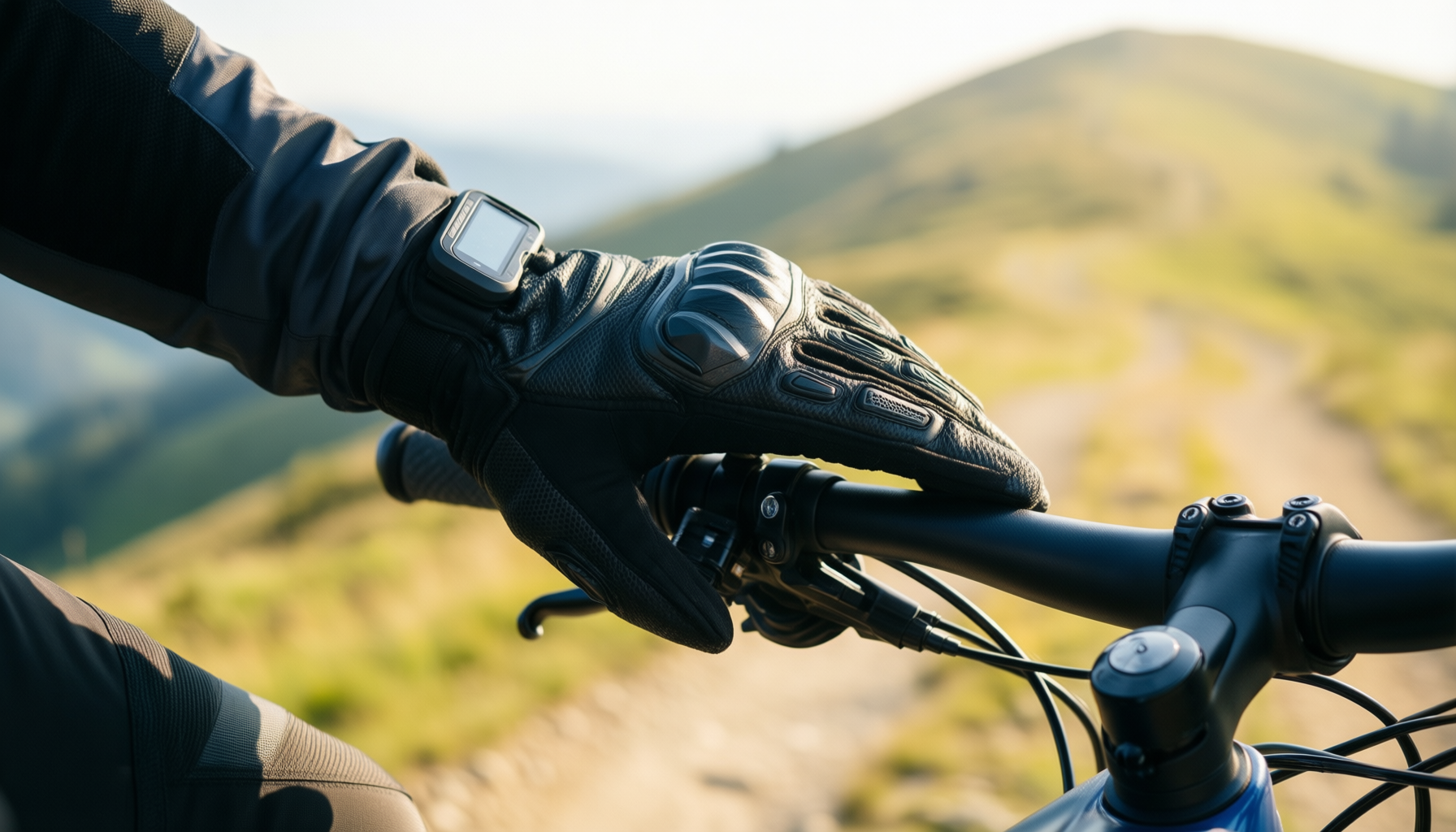 touchscreen motorcycle gloves — illustrative AI-generated lifestyle image