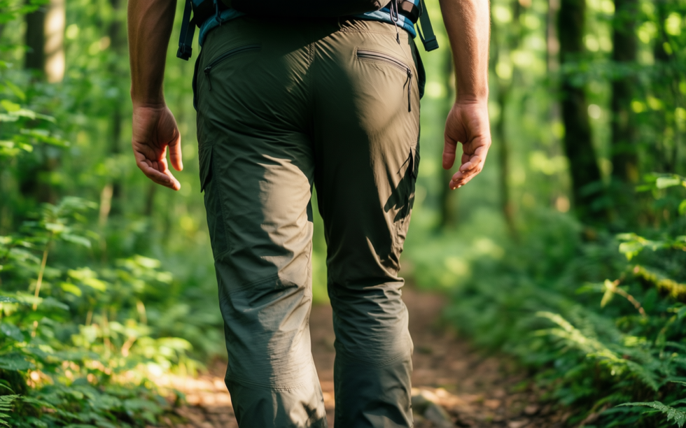 trespass qikpac waterproof trousers — illustrative AI-generated lifestyle image