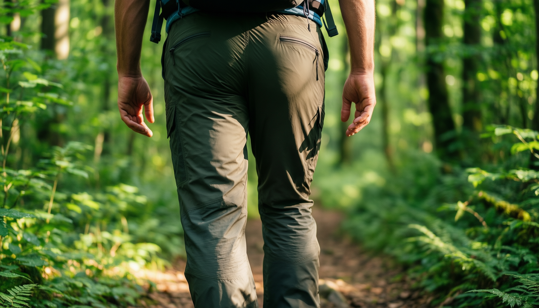 trespass qikpac waterproof trousers — illustrative AI-generated lifestyle image