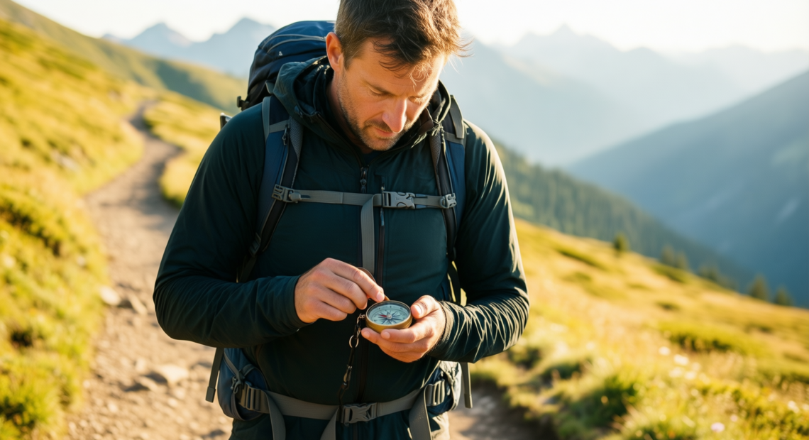 waterproof compass for camping — illustrative AI-generated lifestyle image