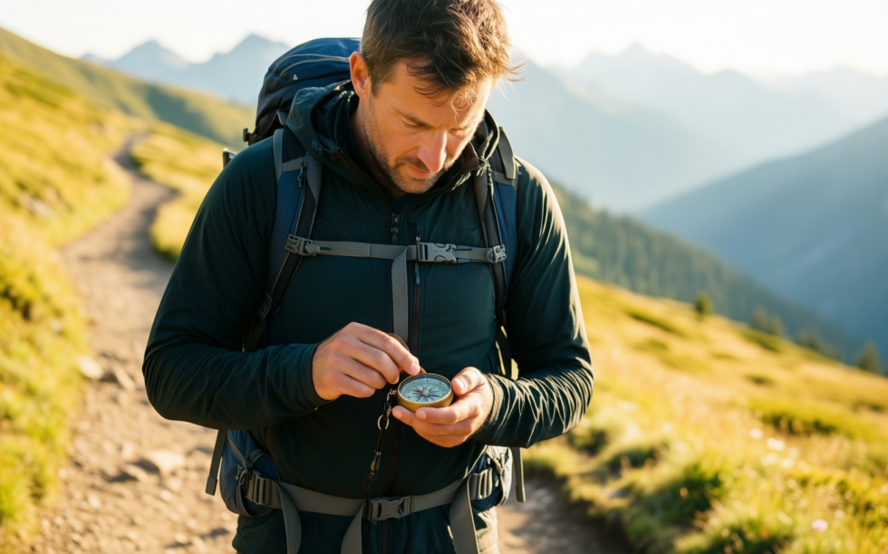 waterproof compass for camping — illustrative AI-generated lifestyle image