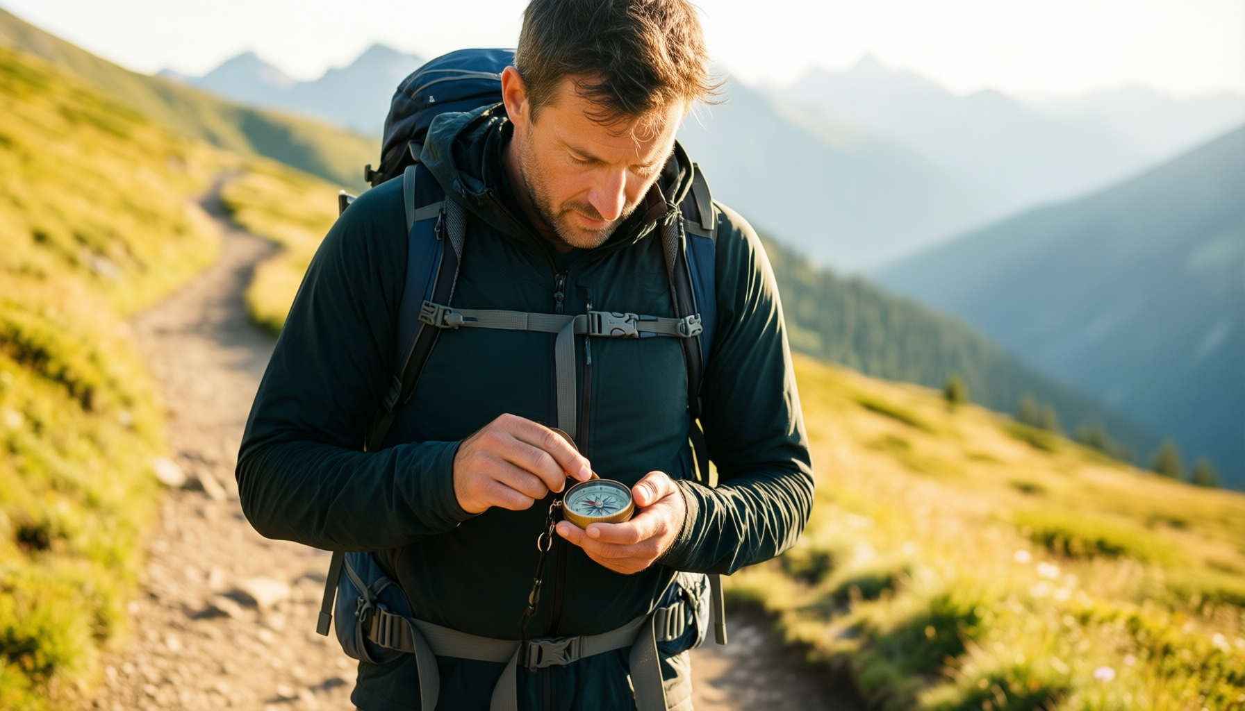 waterproof compass for camping — illustrative AI-generated lifestyle image