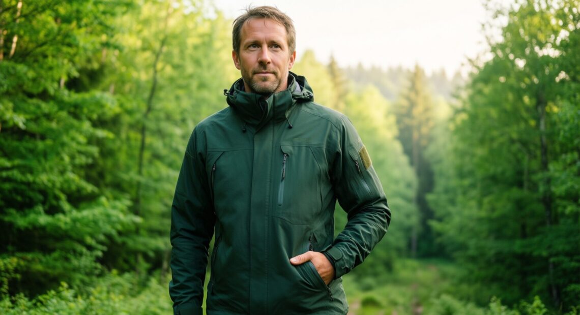 tactical waterproof jacket for men — illustrative AI-generated lifestyle image