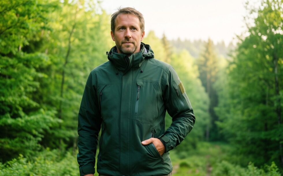 tactical waterproof jacket for men — illustrative AI-generated lifestyle image