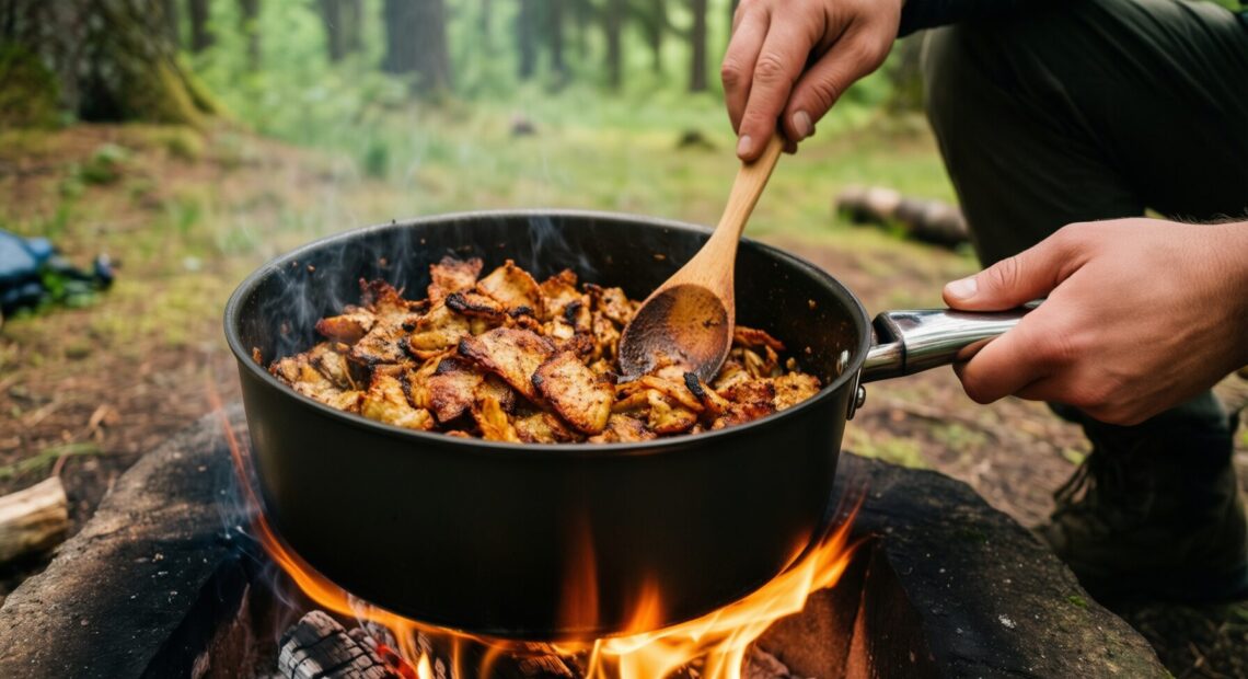 portable camping cooking set — illustrative AI-generated lifestyle image