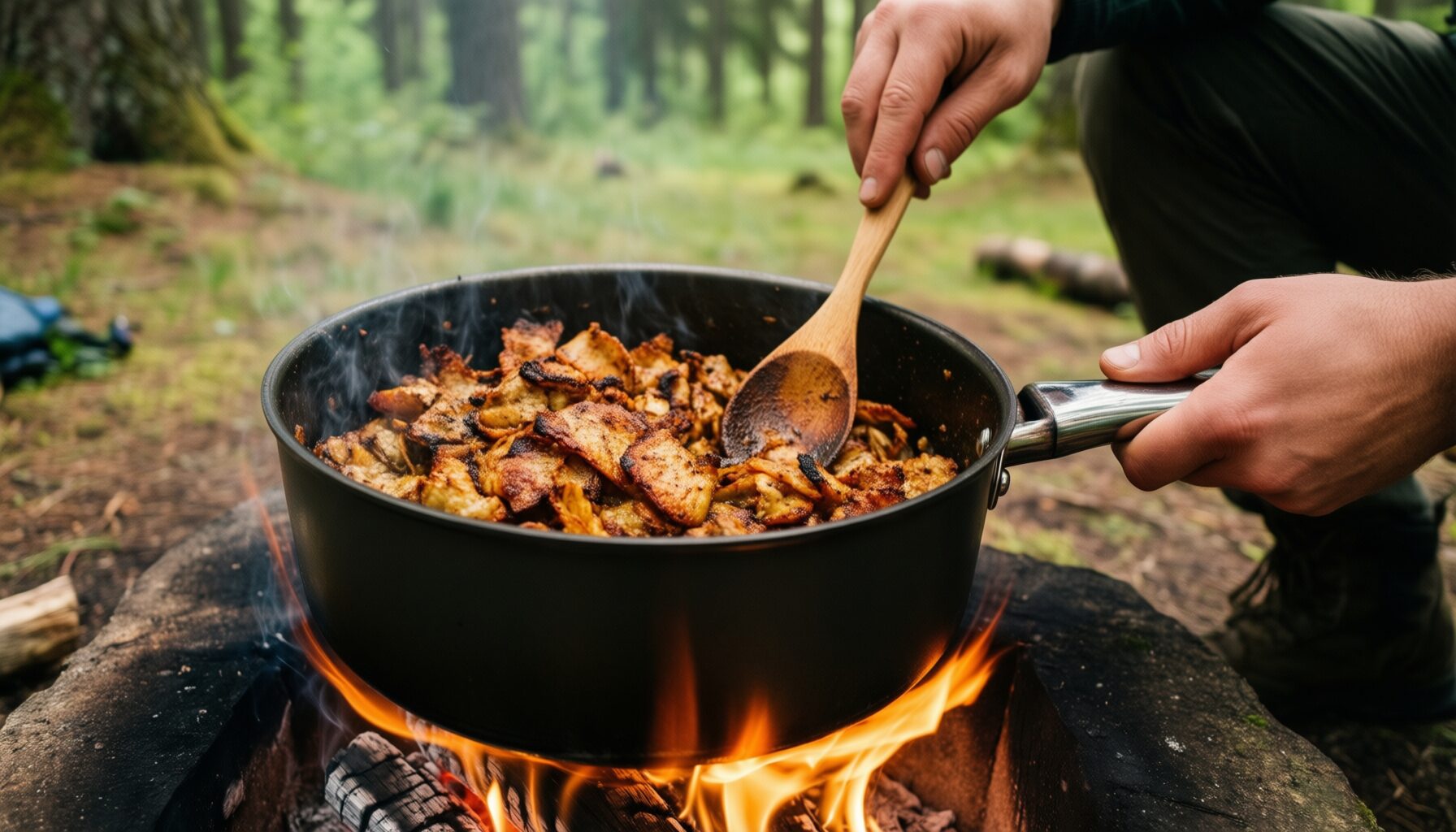 portable camping cooking set — illustrative AI-generated lifestyle image