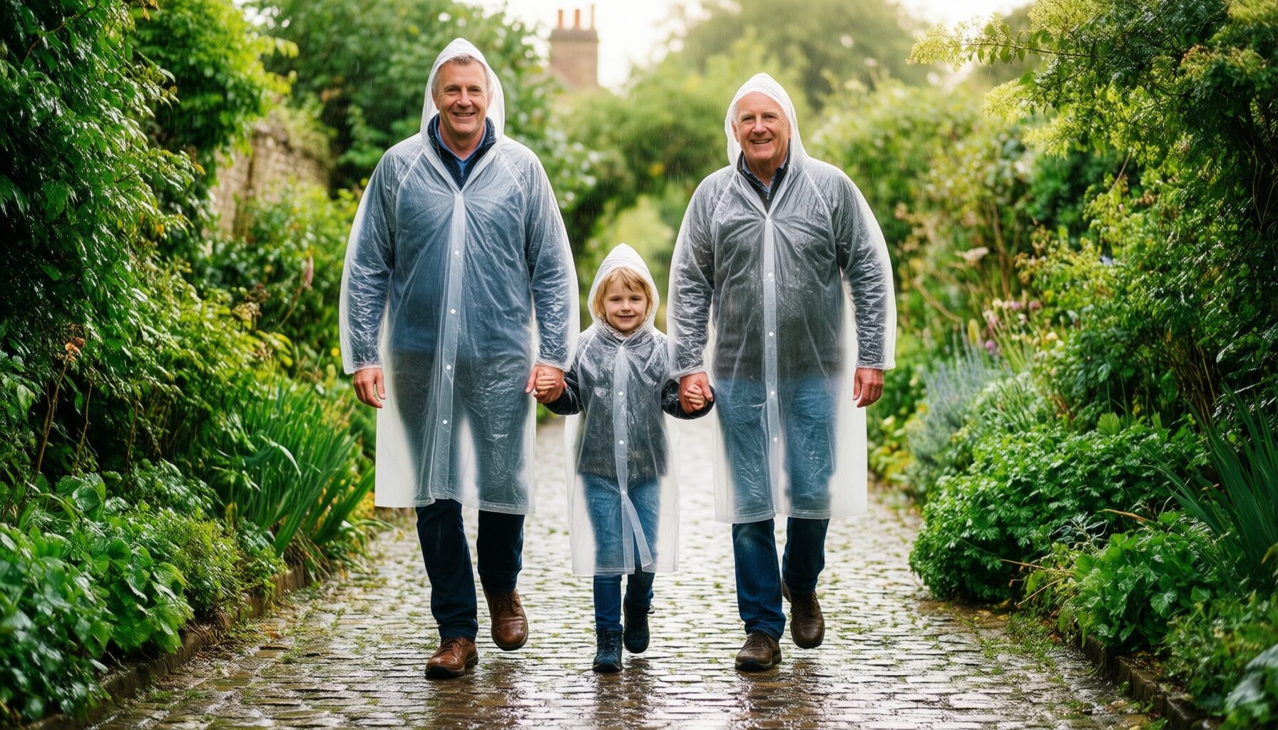 disposable rain ponchos uk — illustrative AI-generated lifestyle image
