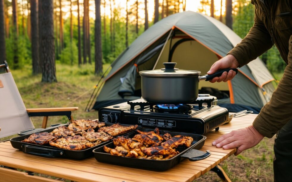 camping cookware set uk — illustrative AI-generated lifestyle image