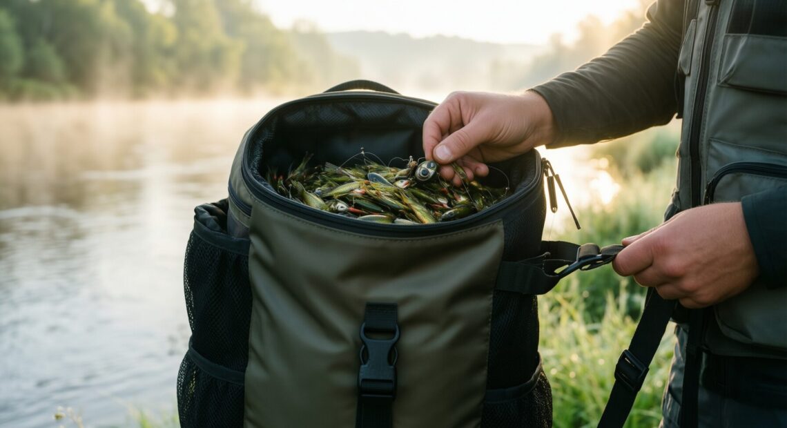 waterproof fishing backpack uk — illustrative AI-generated lifestyle image