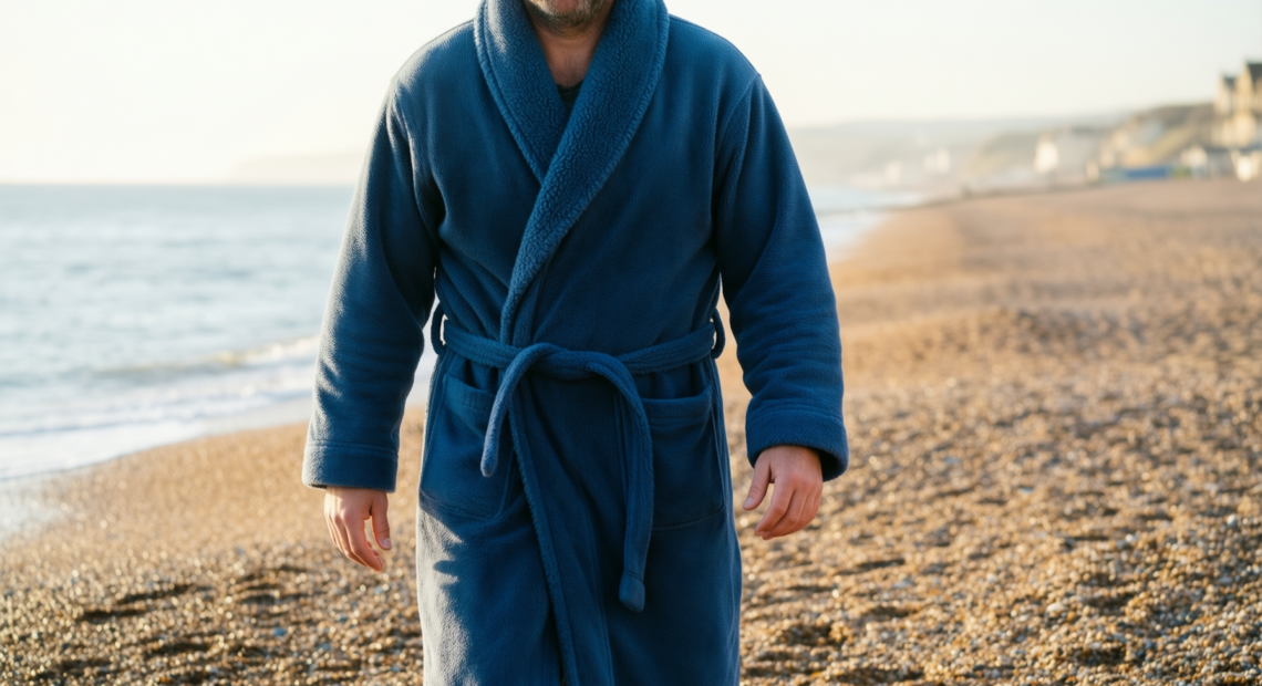 ultra dry waterproof changing robe — illustrative AI-generated lifestyle image