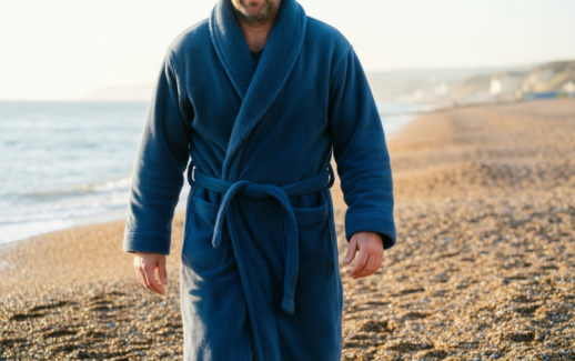 ultra dry waterproof changing robe — illustrative AI-generated lifestyle image