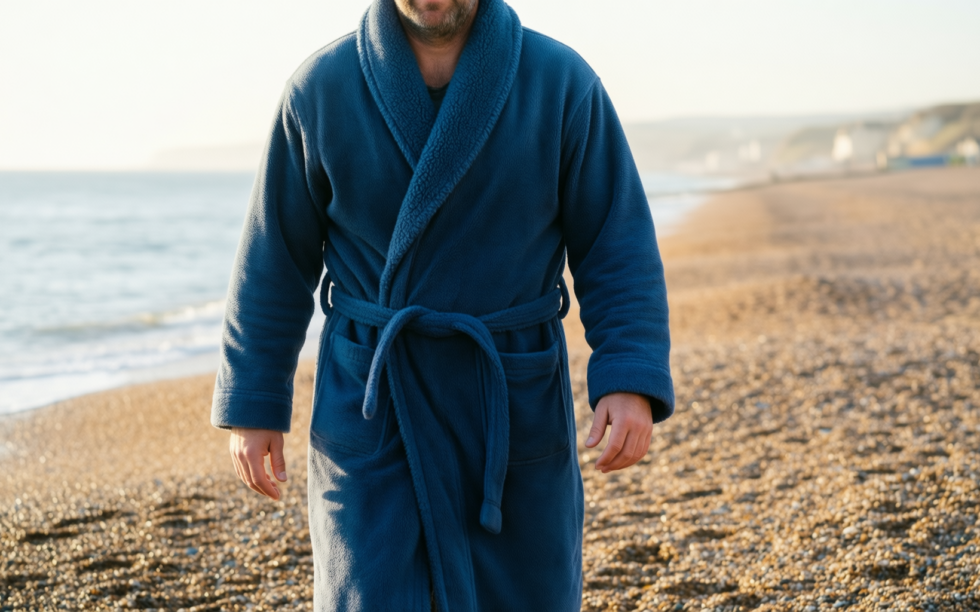 ultra dry waterproof changing robe — illustrative AI-generated lifestyle image