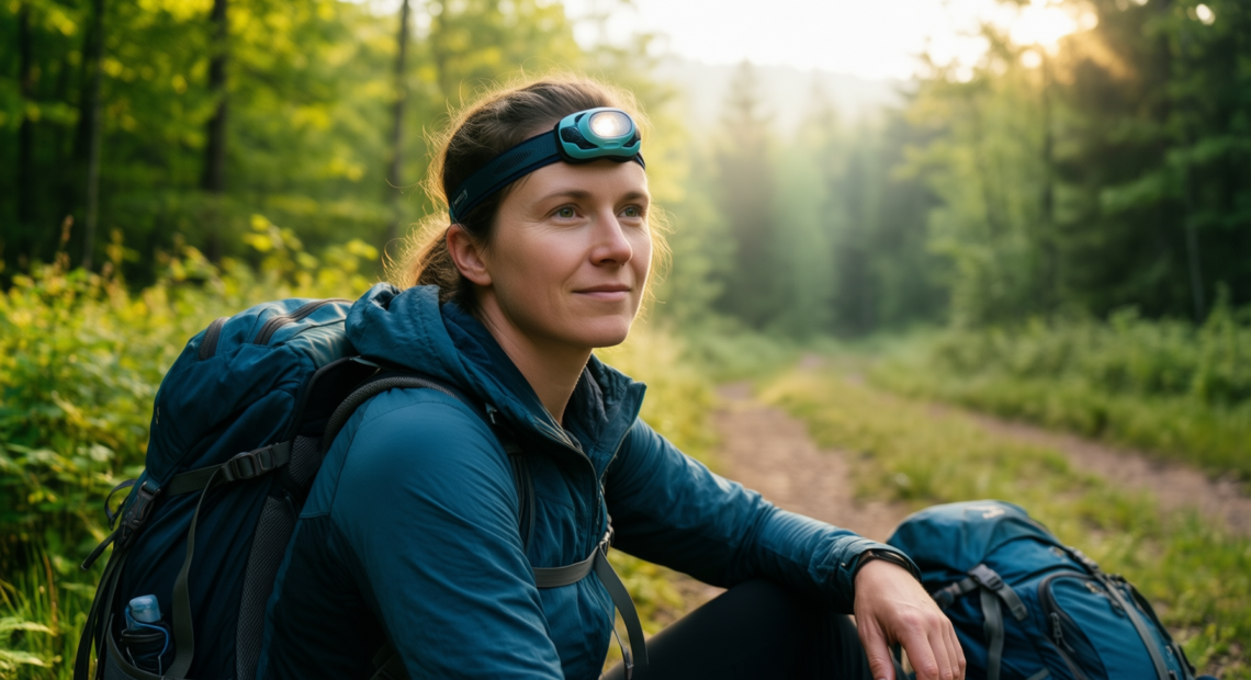 petzl bindi headlamp — illustrative AI-generated lifestyle image