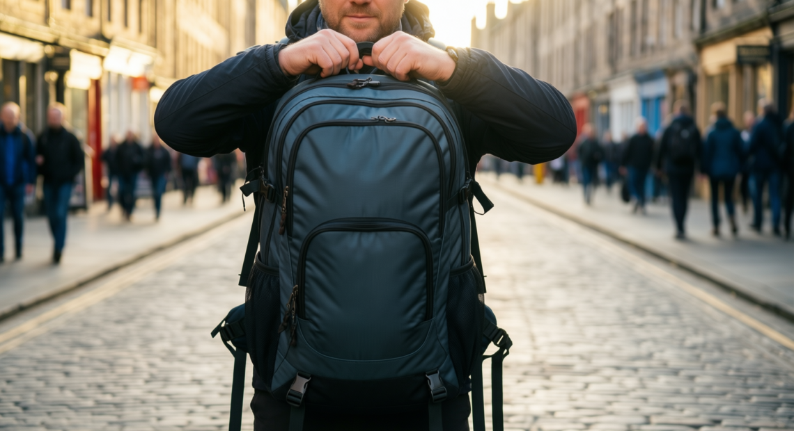 columbia landroamer travel backpack — illustrative AI-generated lifestyle image