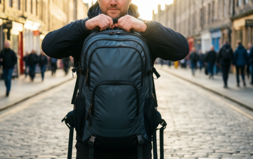 columbia landroamer travel backpack — illustrative AI-generated lifestyle image