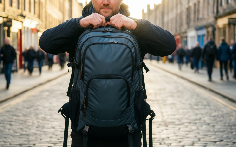 columbia landroamer travel backpack — illustrative AI-generated lifestyle image