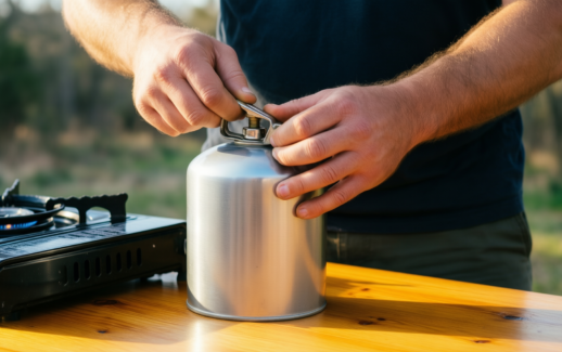 Campingaz 12 pack CP 250 gas — illustrative AI-generated lifestyle image