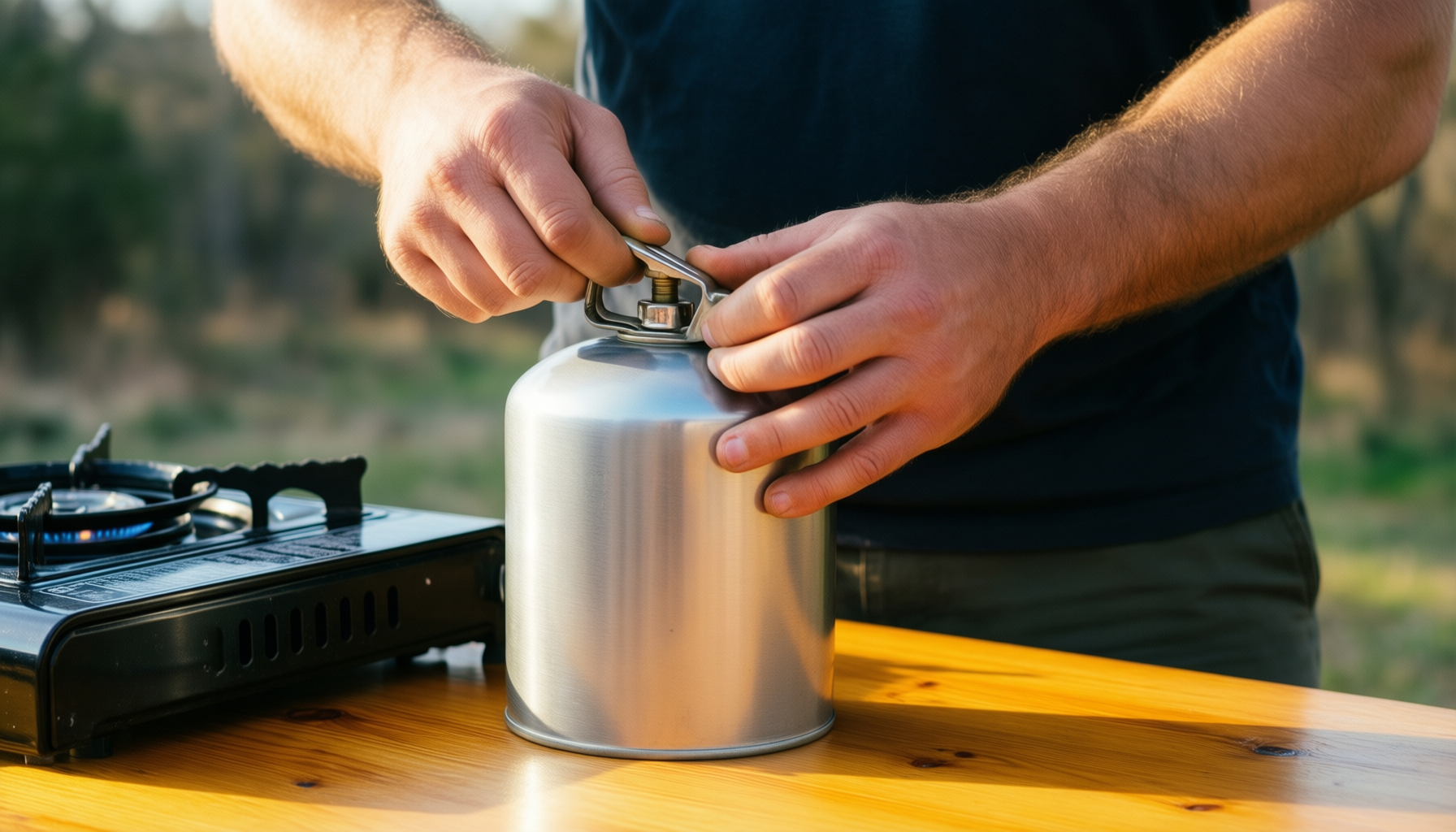 Campingaz 12 pack CP 250 gas — illustrative AI-generated lifestyle image
