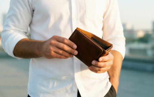 nike men tri-fold wallet — illustrative AI-generated lifestyle image