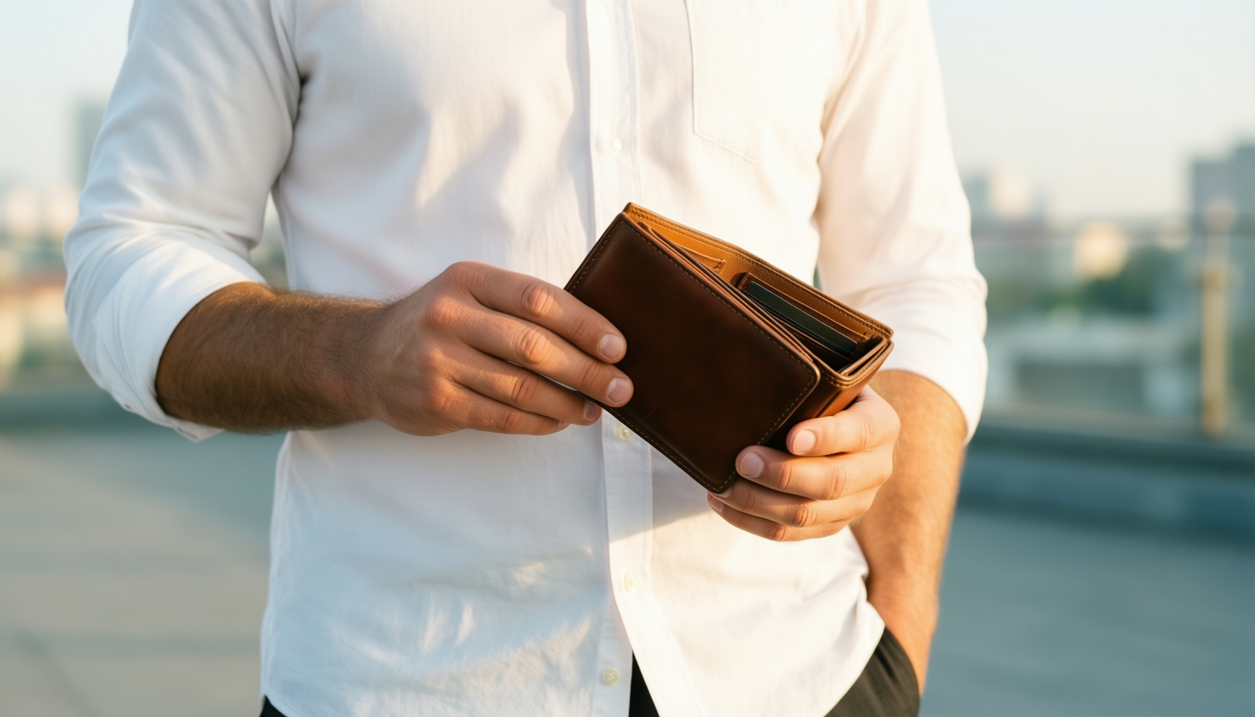 nike men tri-fold wallet — illustrative AI-generated lifestyle image