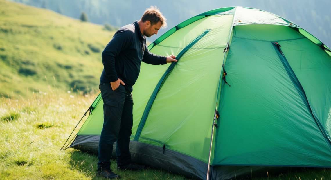 berghaus inflatable air shelter — illustrative AI-generated lifestyle image