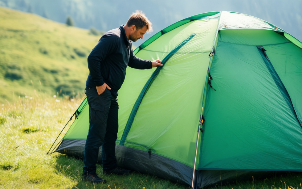 berghaus inflatable air shelter — illustrative AI-generated lifestyle image