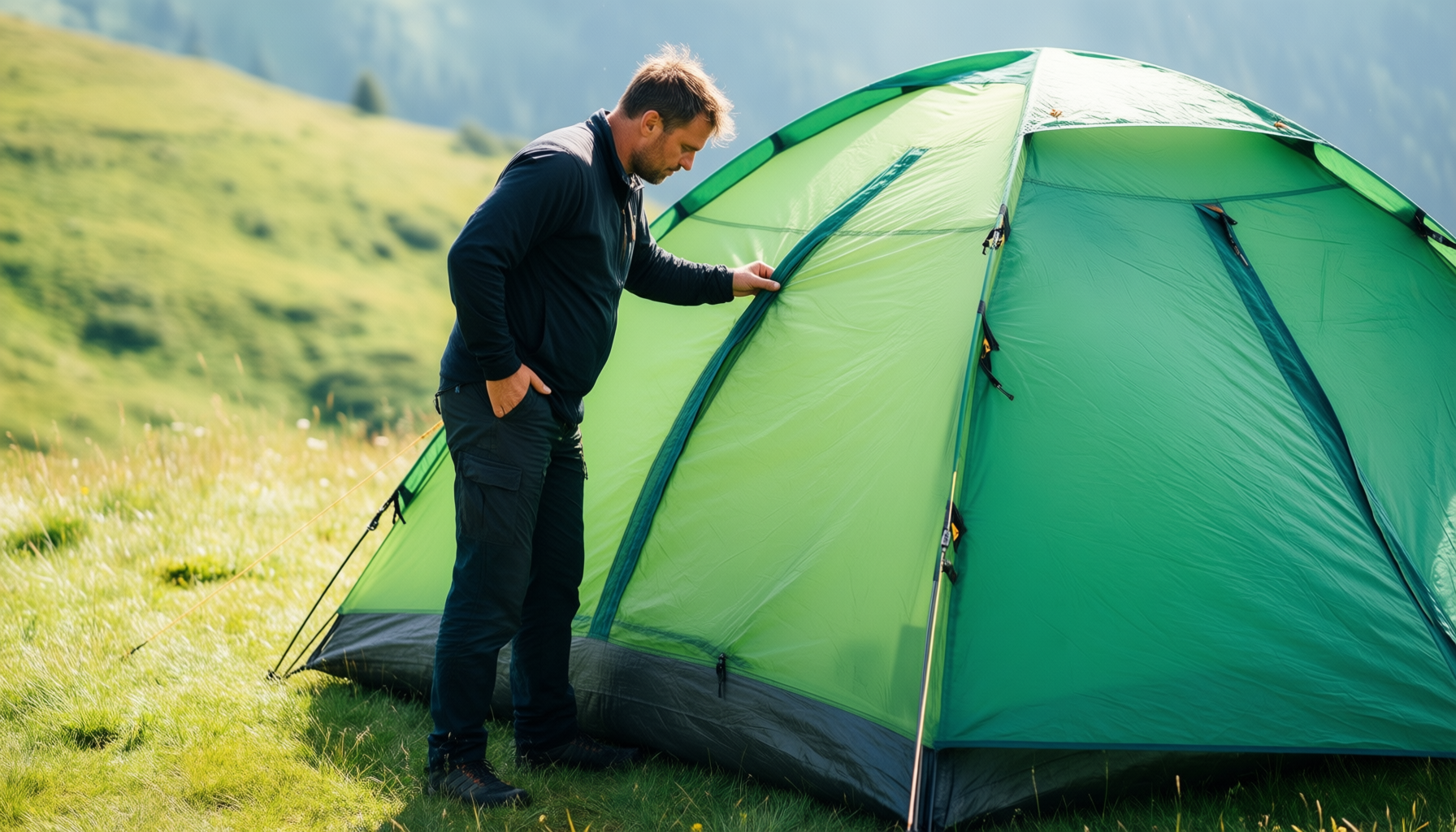 berghaus inflatable air shelter — illustrative AI-generated lifestyle image