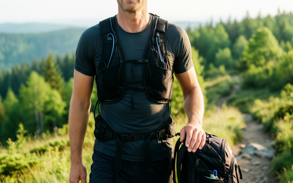 salomon active skin 8 vest — illustrative AI-generated lifestyle image