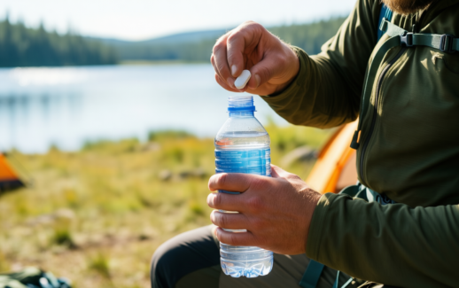 lifesystems chlorine dioxide water purification tablets — illustrative AI-generated lifestyle image