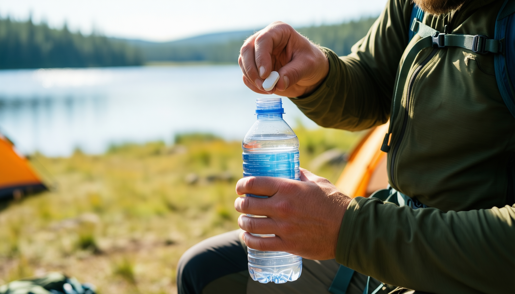 lifesystems chlorine dioxide water purification tablets — illustrative AI-generated lifestyle image