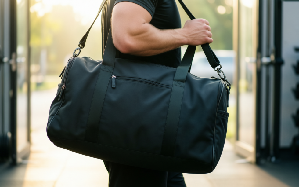 adidas essentials 3-stripes duffel bag medium — illustrative AI-generated lifestyle image