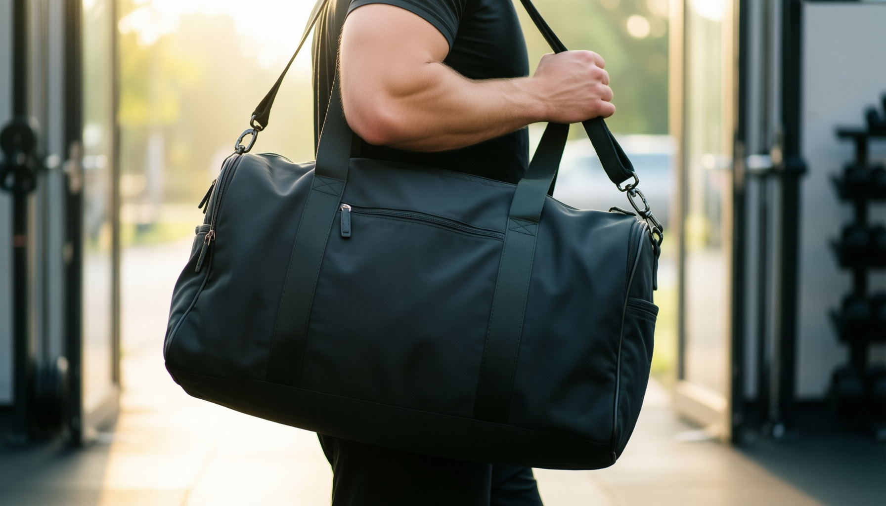 adidas essentials 3-stripes duffel bag medium — illustrative AI-generated lifestyle image