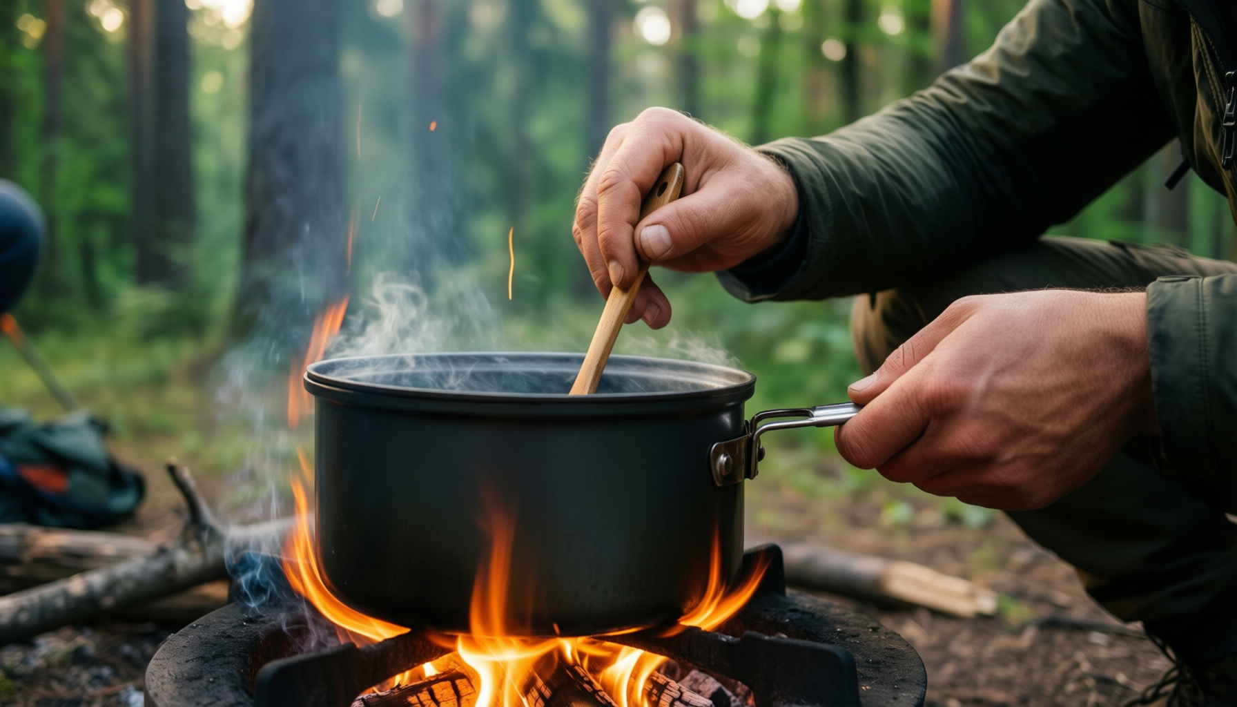 odoland camping saucepan set — illustrative AI-generated lifestyle image